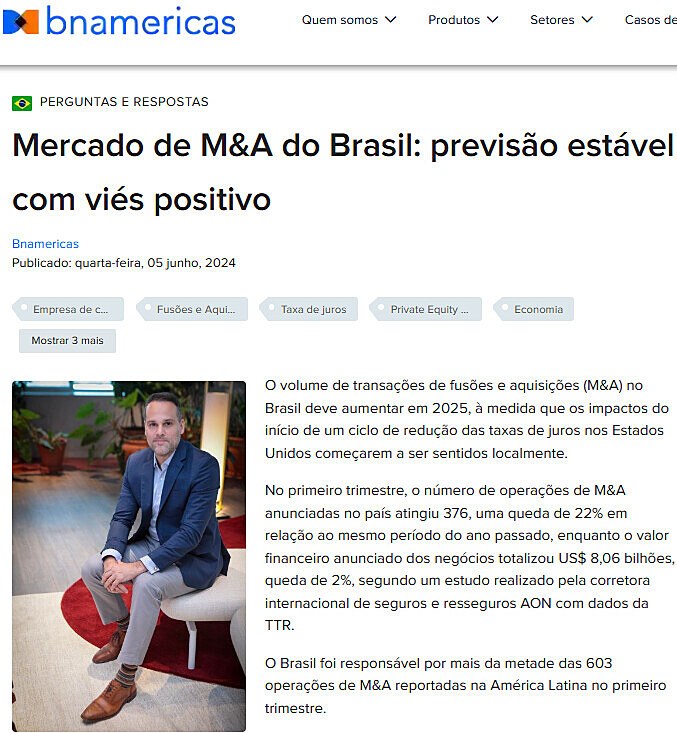 Mercado de M&A do Brasil: previso estvel com vis positivo